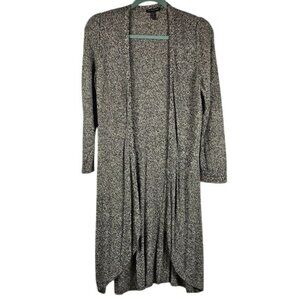 Eileen Fisher Long Duster‎ Cardigan Sz PM Marled Gray Boho Relaxed Open Beach